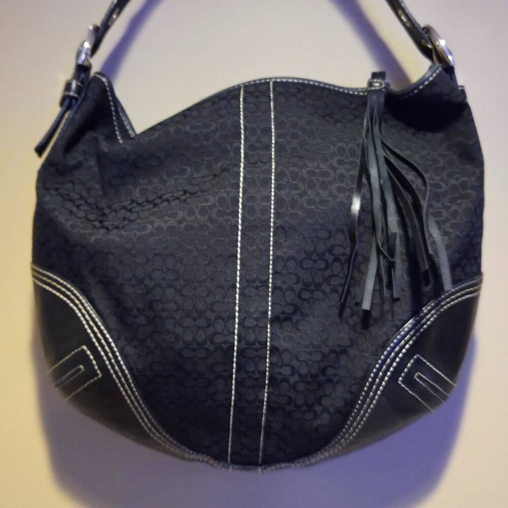 Coach Signature Hobo #2158 Black shoulder bag